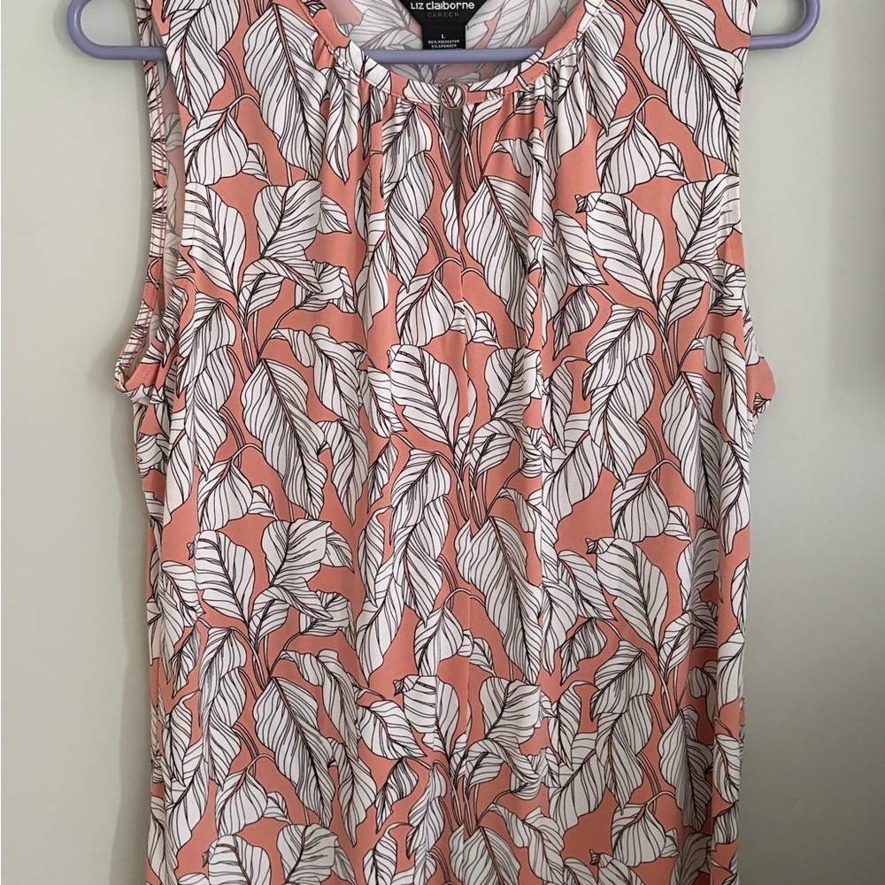 Liz Claiborne Women’s Sleeveless Leaf Print Blouse Sz L